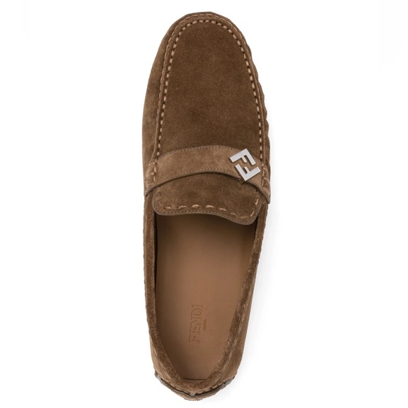 Fendi Driver Crosta Suede Cubano Brown FF Logo Loafer Slip On Flat UK 11 US 12 main image 7
